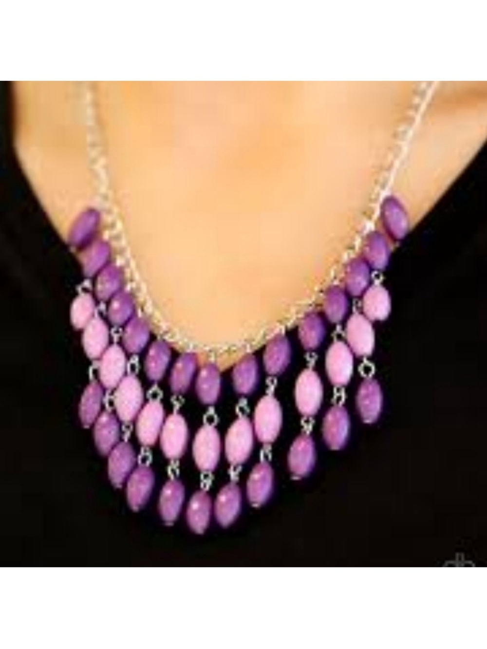 Paparazzi Delhi Diva Purple Gradient Beaded Statement Necklace & Earrings Set - Picture 1 of 4